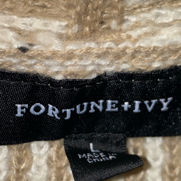 Fortune & Ivy Women L Striped Pockets Grunge Grandma Crochet Style Open Cardigan - Picture 4 of 7